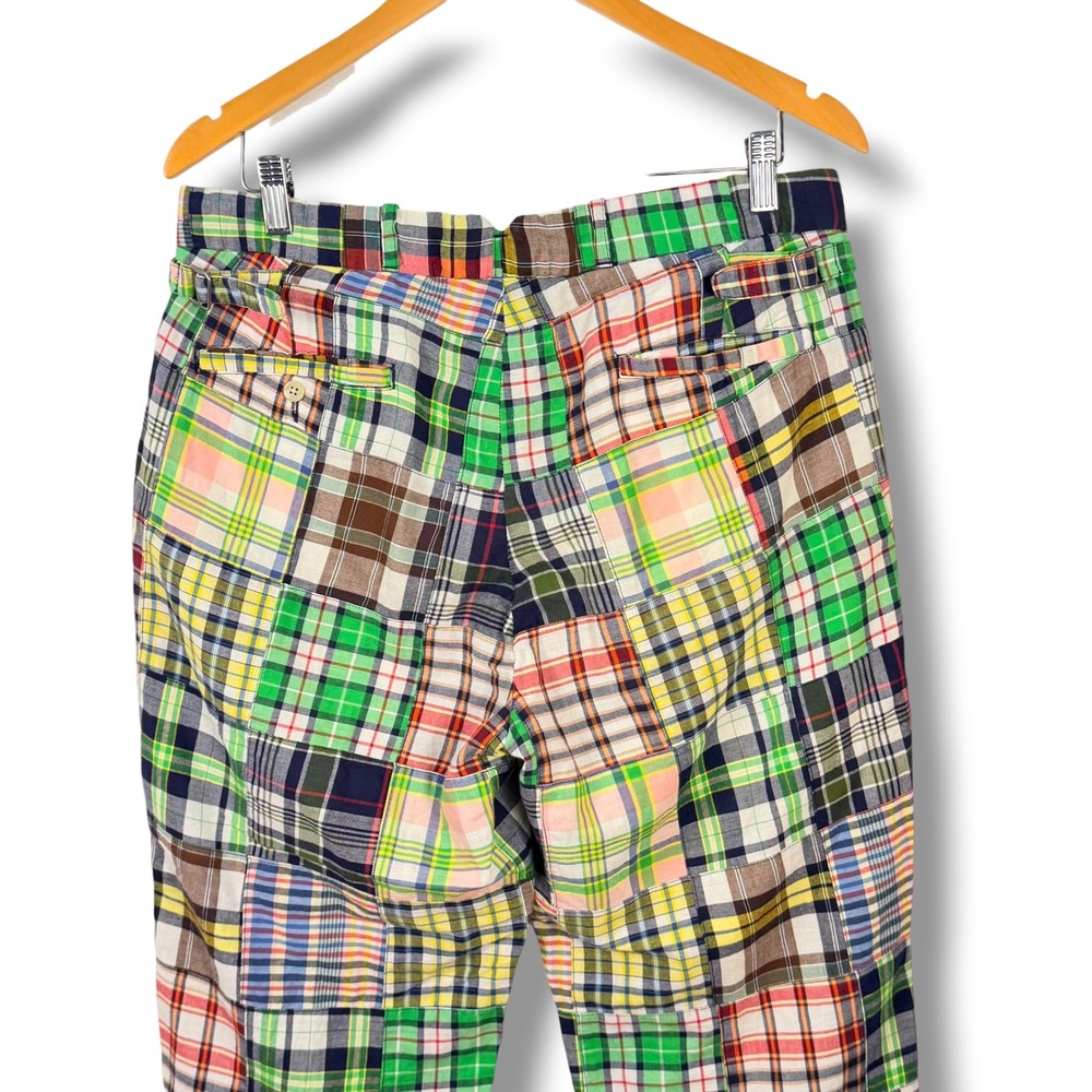 Vintage Polo Ralph Lauren Madras Patchwork Pants Mens 33 Multicolor Plaid Preppy - Picture 7 of 16
